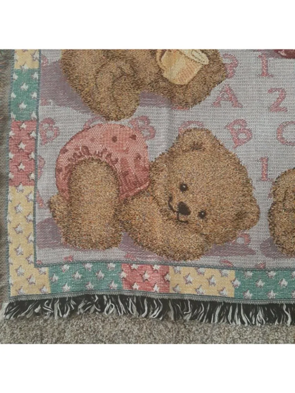 Fuzzy Teddy Baby Bears Throw Blanket Tapestry Afghan 36